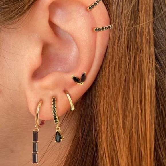 18K Gold Plated Tear Drop Small Hoop Earrings - Picture 4 of 9